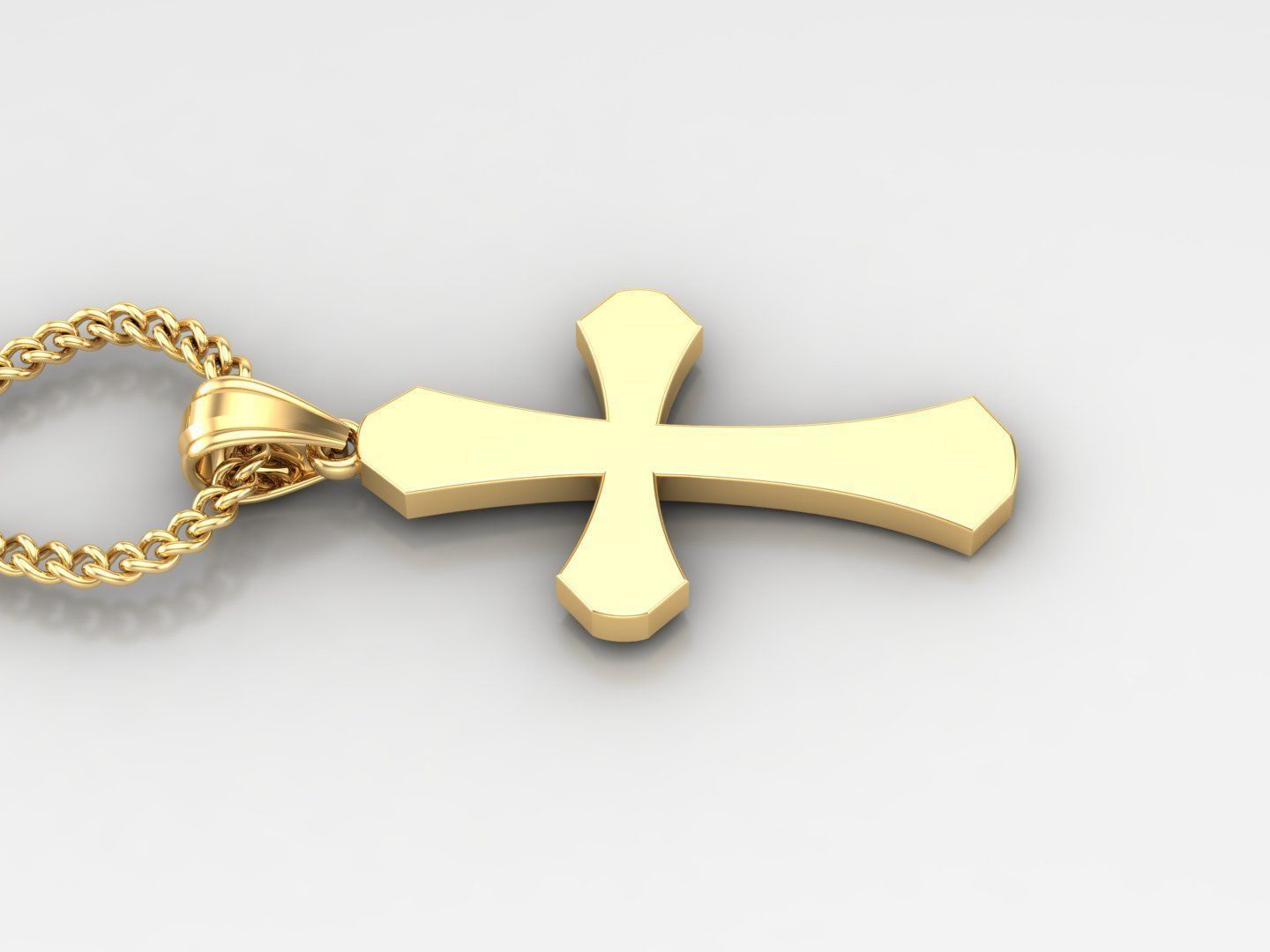 Light Gold 18K Cross Pendant 1CP041 3D print model_3
