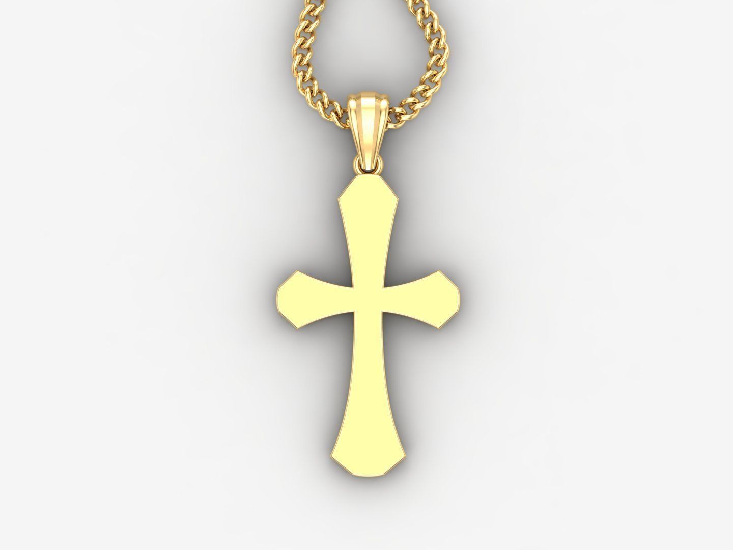 Light Gold 18K Cross Pendant 1CP041 3D print model_4