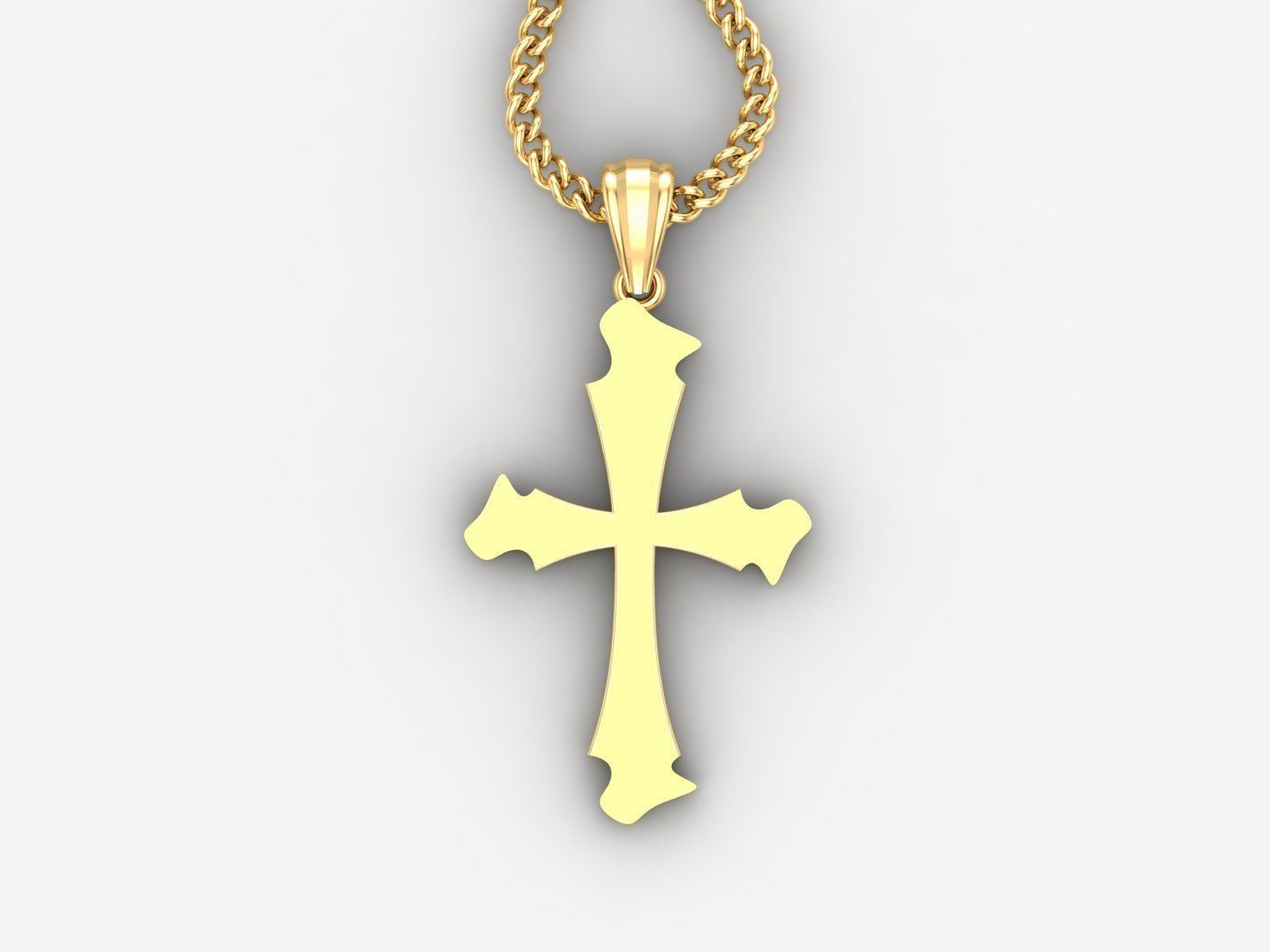 Light Gold 18K Cross Pendant 1CP040 3D print model_4