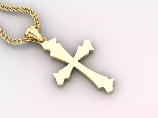 Light Gold 18K Cross Pendant 1CP040