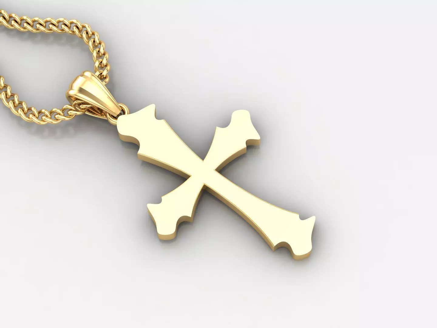 Light Gold 18K Cross Pendant 1CP040 3D print model_0