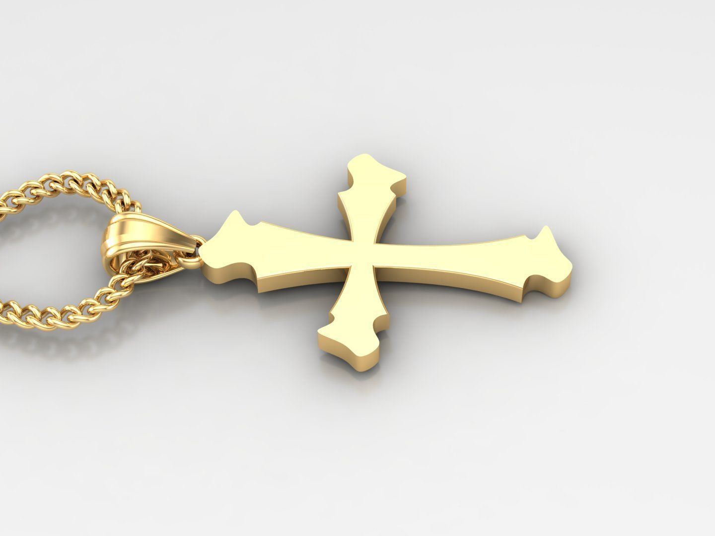 Light Gold 18K Cross Pendant 1CP040 3D print model_3