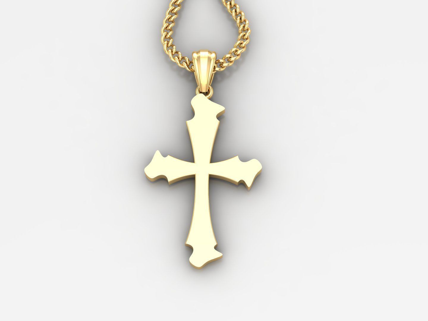 Light Gold 18K Cross Pendant 1CP040 3D print model_2