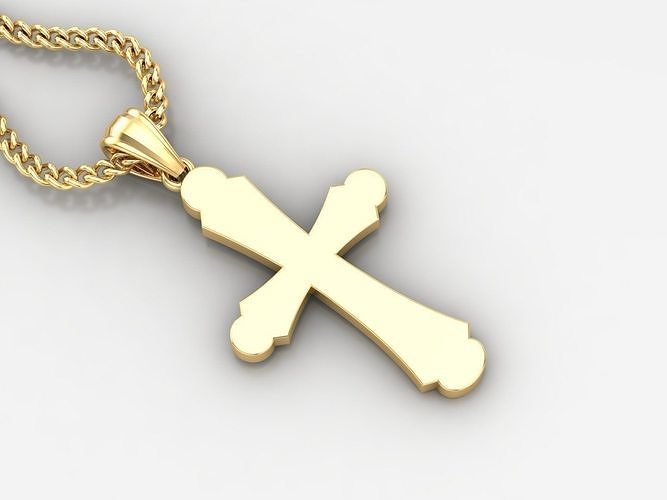 Light Gold 18K Cross Pendant 1CP038 3D print model