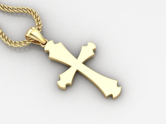 Light Gold 18K Cross Pendant 1CP033 3D print model