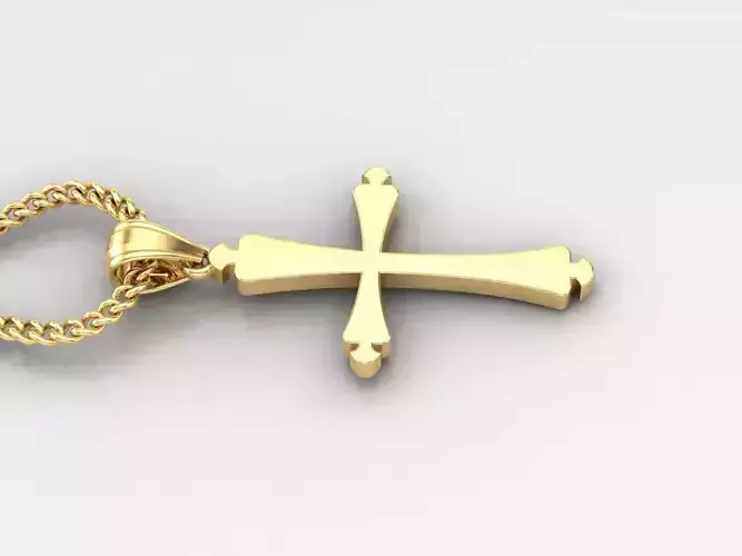 Light Gold 18K Cross Pendant 1CP022