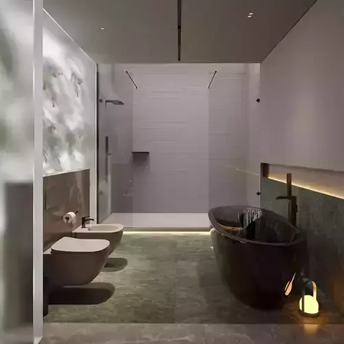 Shower Room With Plants