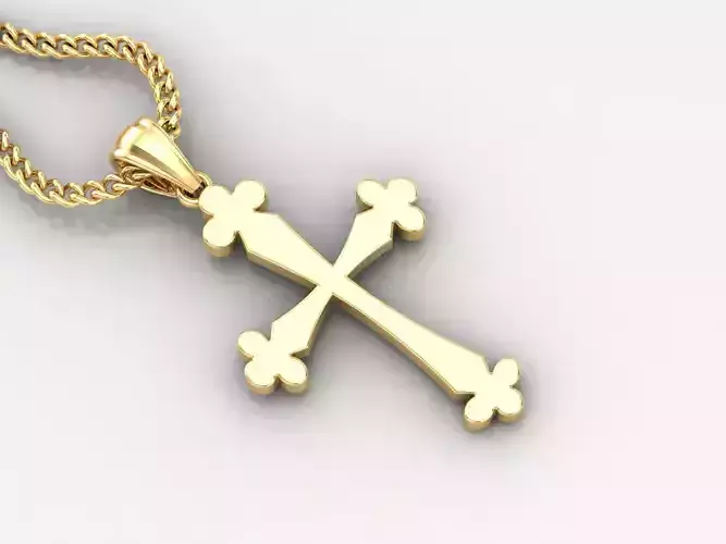 Light Gold 18K Cross Pendant 1CP020