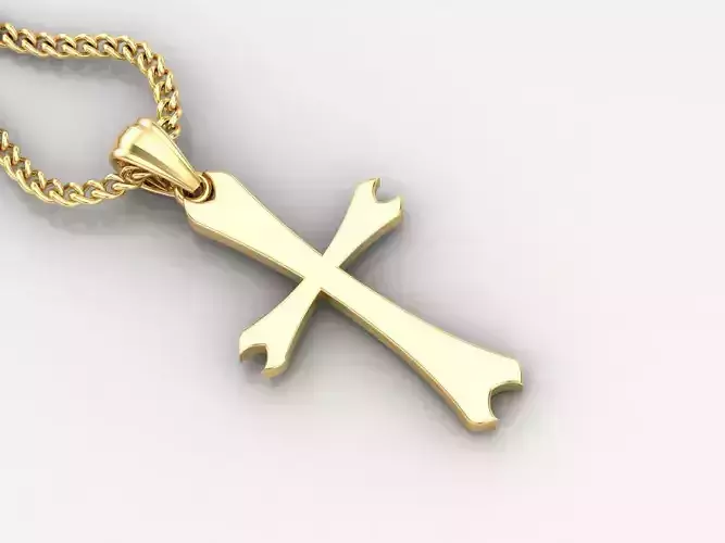 Light Gold 18K Cross Pendant 1CP017