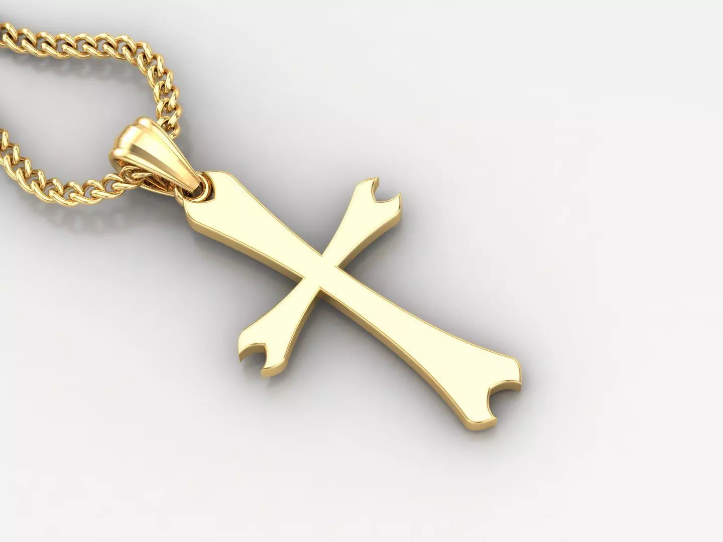 Light Gold 18K Cross Pendant 1CP017 3D print model_0