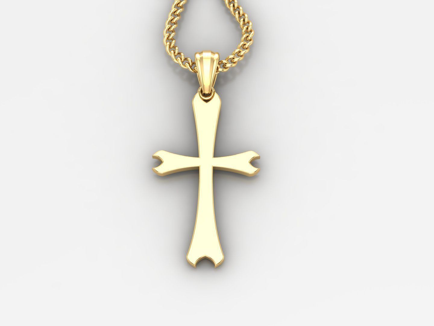 Light Gold 18K Cross Pendant 1CP017 3D print model_2
