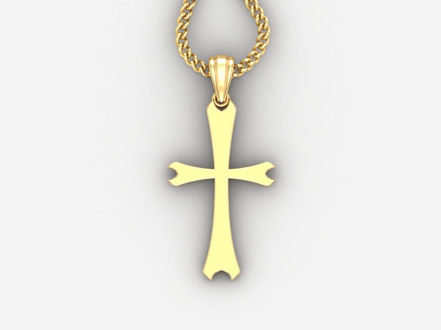 Light Gold 18K Cross Pendant 1CP017 3D print model_4