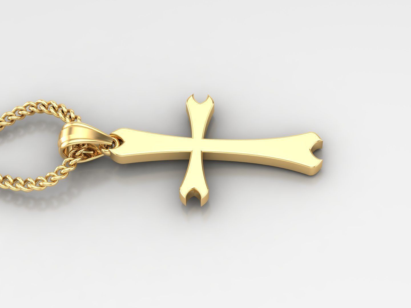 Light Gold 18K Cross Pendant 1CP017 3D print model_3