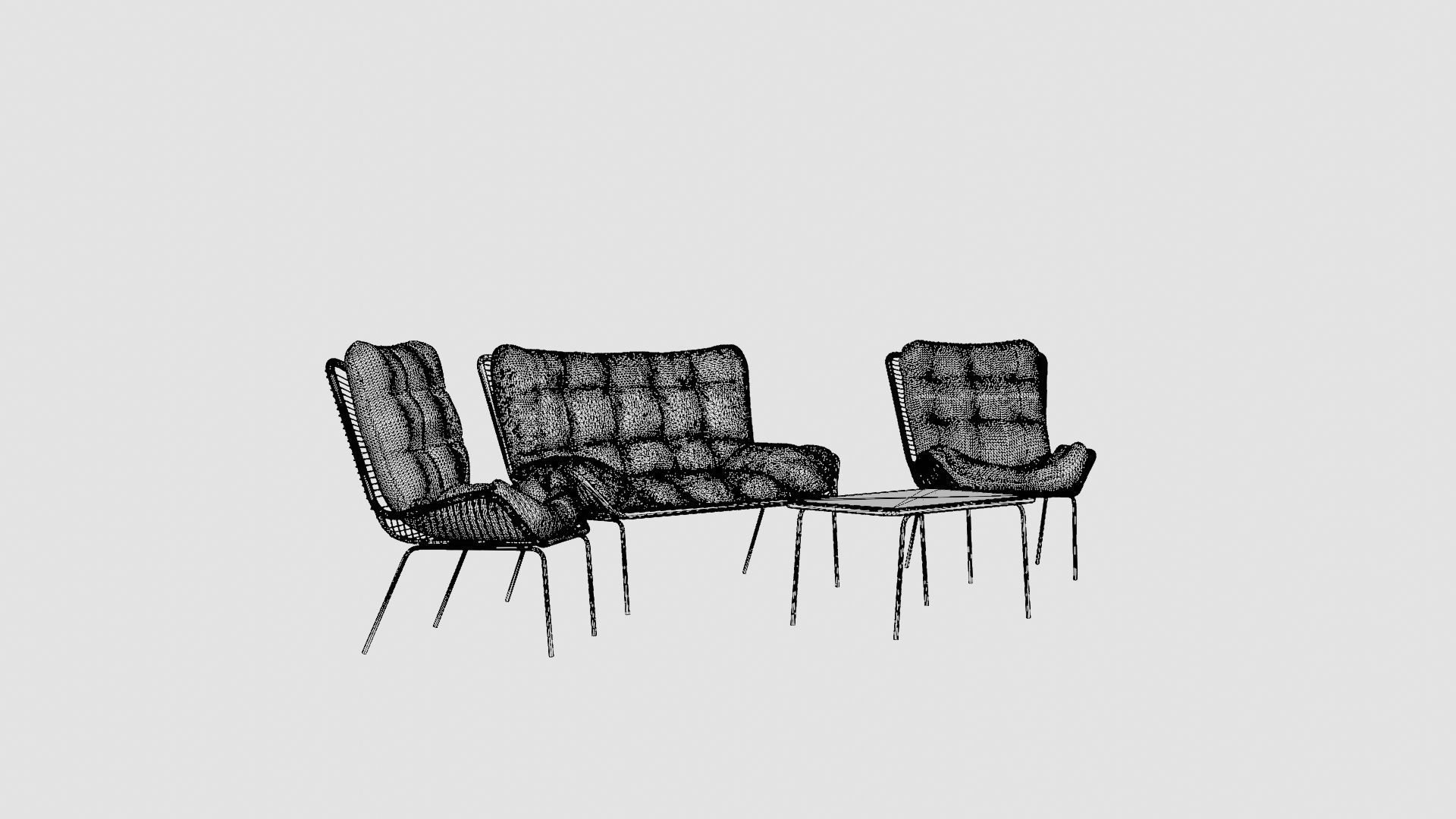Nice Sofa Set Bulky Low-poly 3D model_7