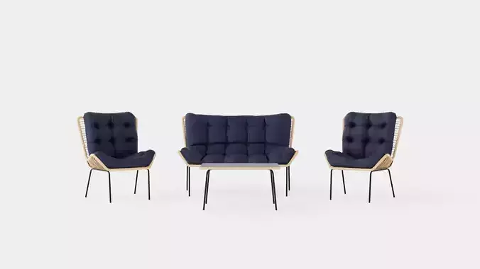 Nice Sofa Set Bulky Low-poly 3D model Nice Sofa Set Bulky Low-poly 3D model