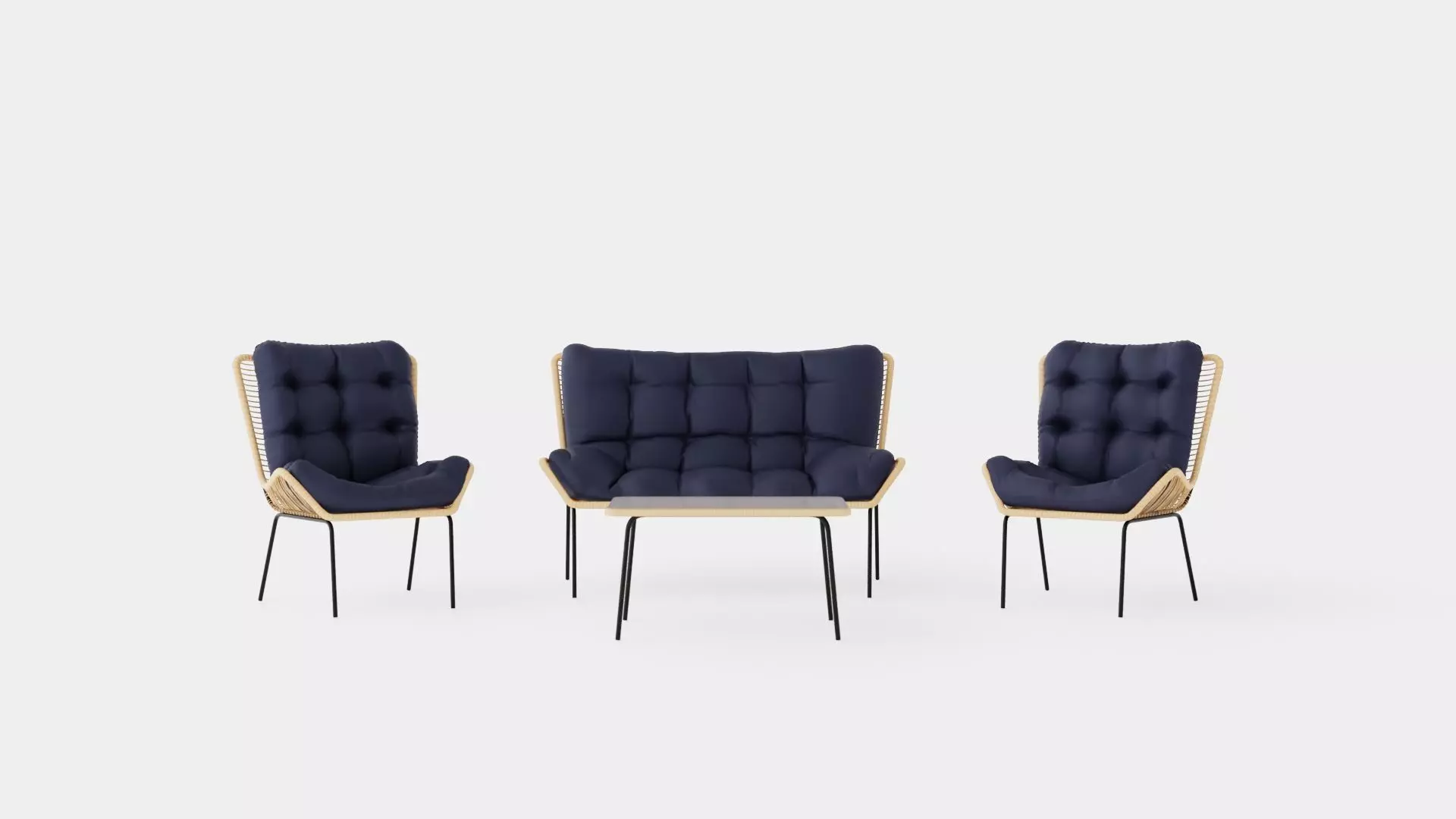 Nice Sofa Set Bulky Low-poly 3D model_0