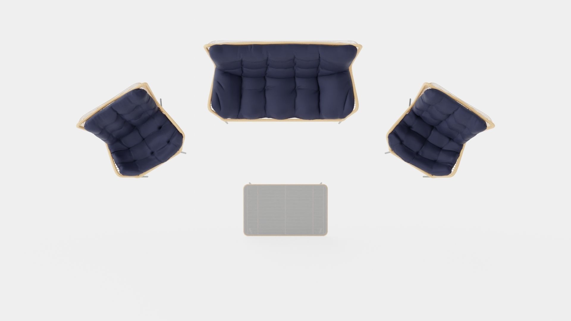 Nice Sofa Set Bulky Low-poly 3D model_5