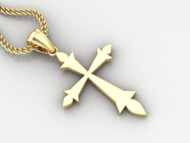 Light Gold 18K Cross Pendant 1CP013 3D print model