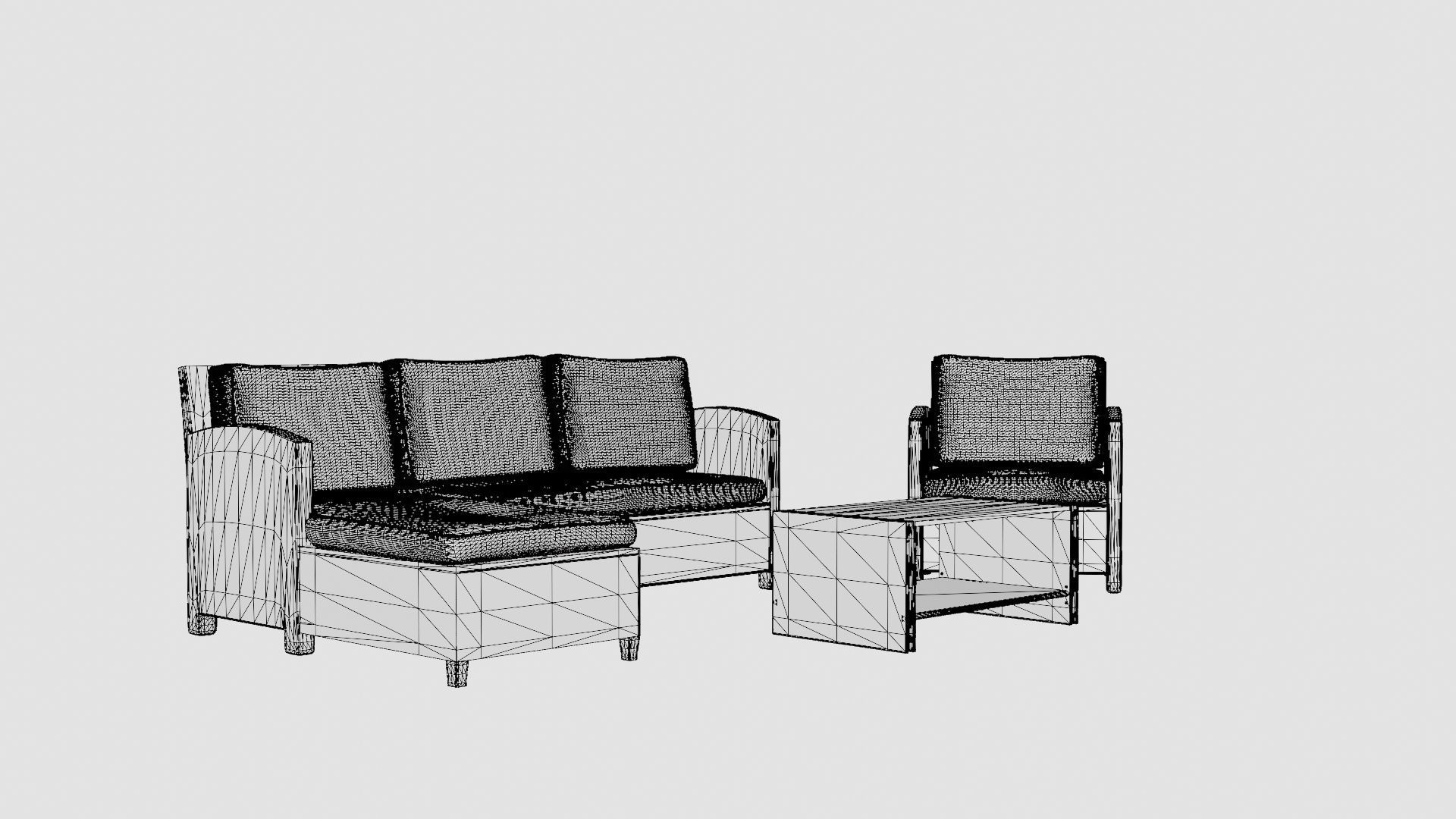 Fortezza Lounge Set Low-poly 3D model_7