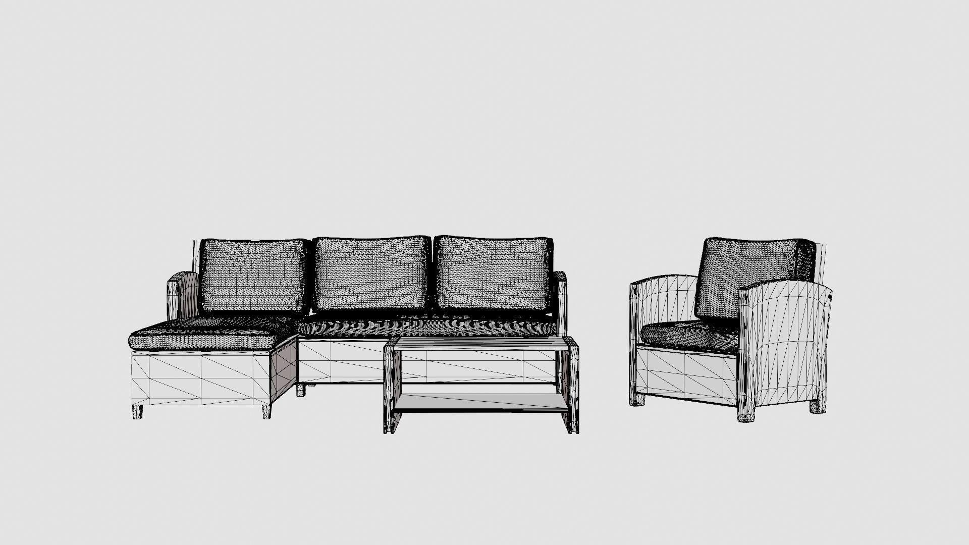Fortezza Lounge Set Low-poly 3D model_6