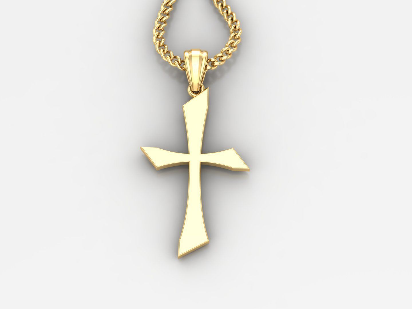 Light Gold 18K Cross Pendant 1CP012 3D print model_2