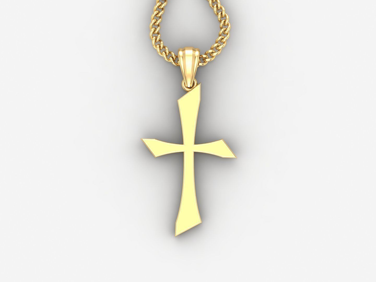 Light Gold 18K Cross Pendant 1CP012 3D print model_4