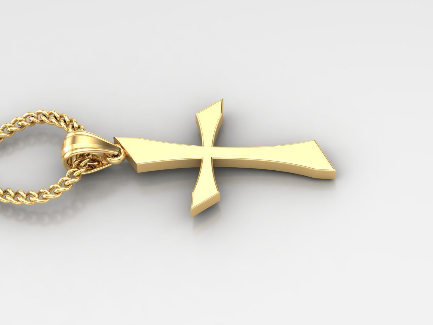 Light Gold 18K Cross Pendant 1CP012 3D print model_3