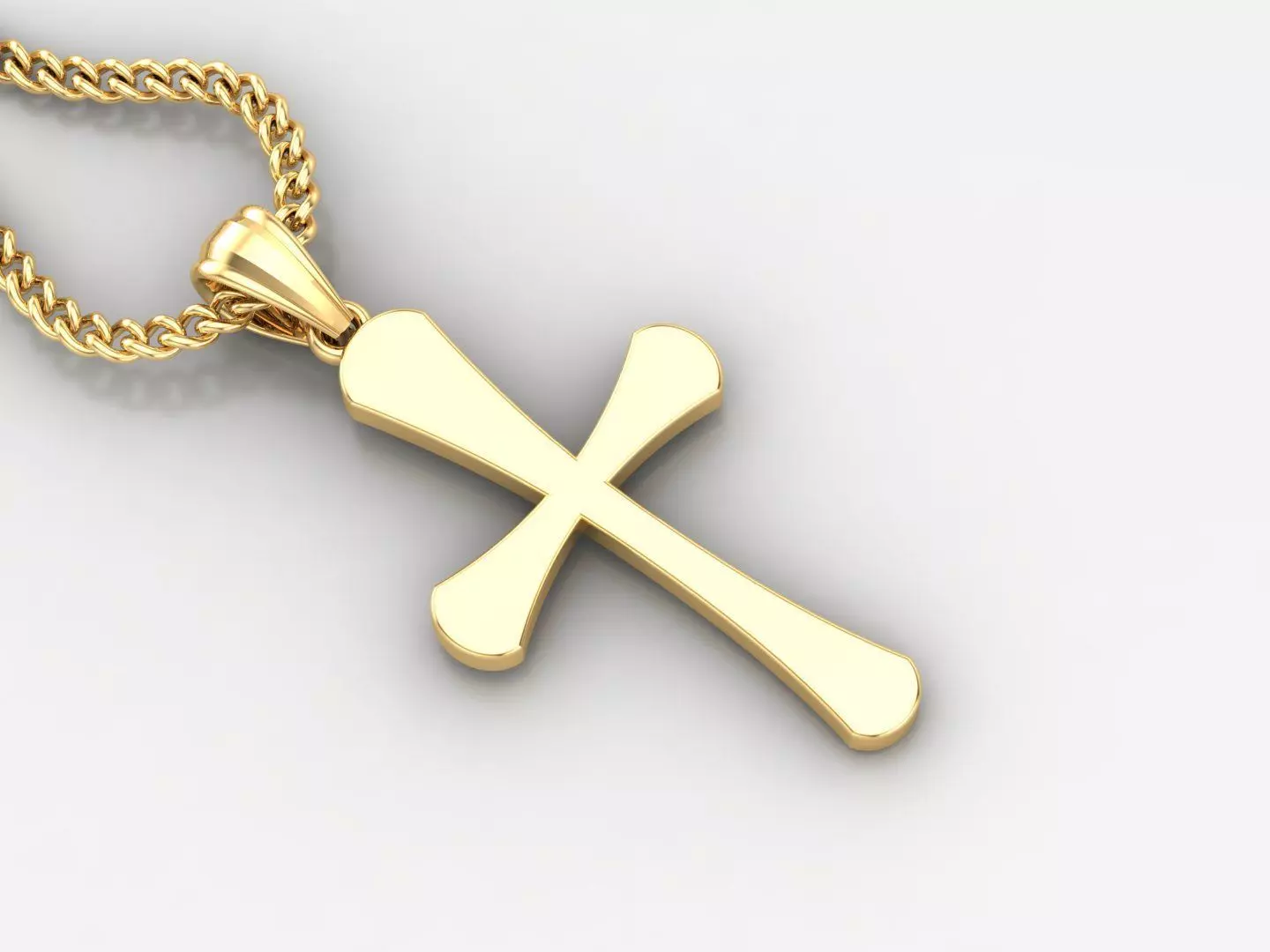 Light Gold 18K Cross Pendant 1CP011 3D print model_0