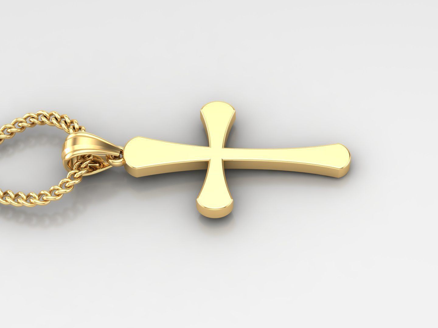 Light Gold 18K Cross Pendant 1CP011 3D print model_3
