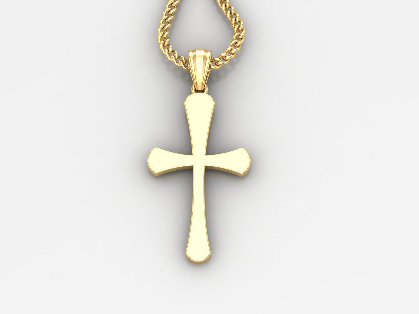 Light Gold 18K Cross Pendant 1CP011 3D print model_2