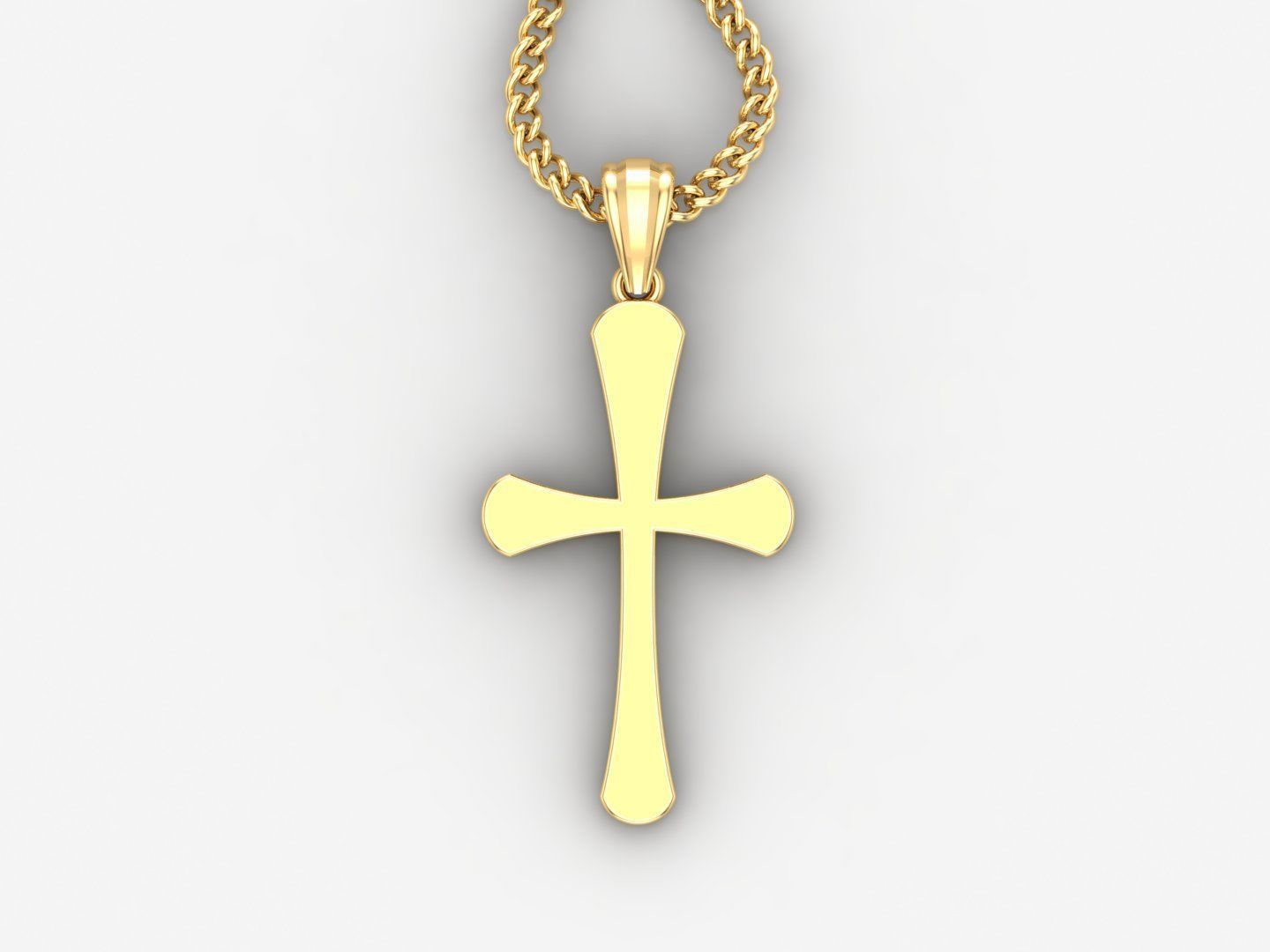 Light Gold 18K Cross Pendant 1CP011 3D print model_4