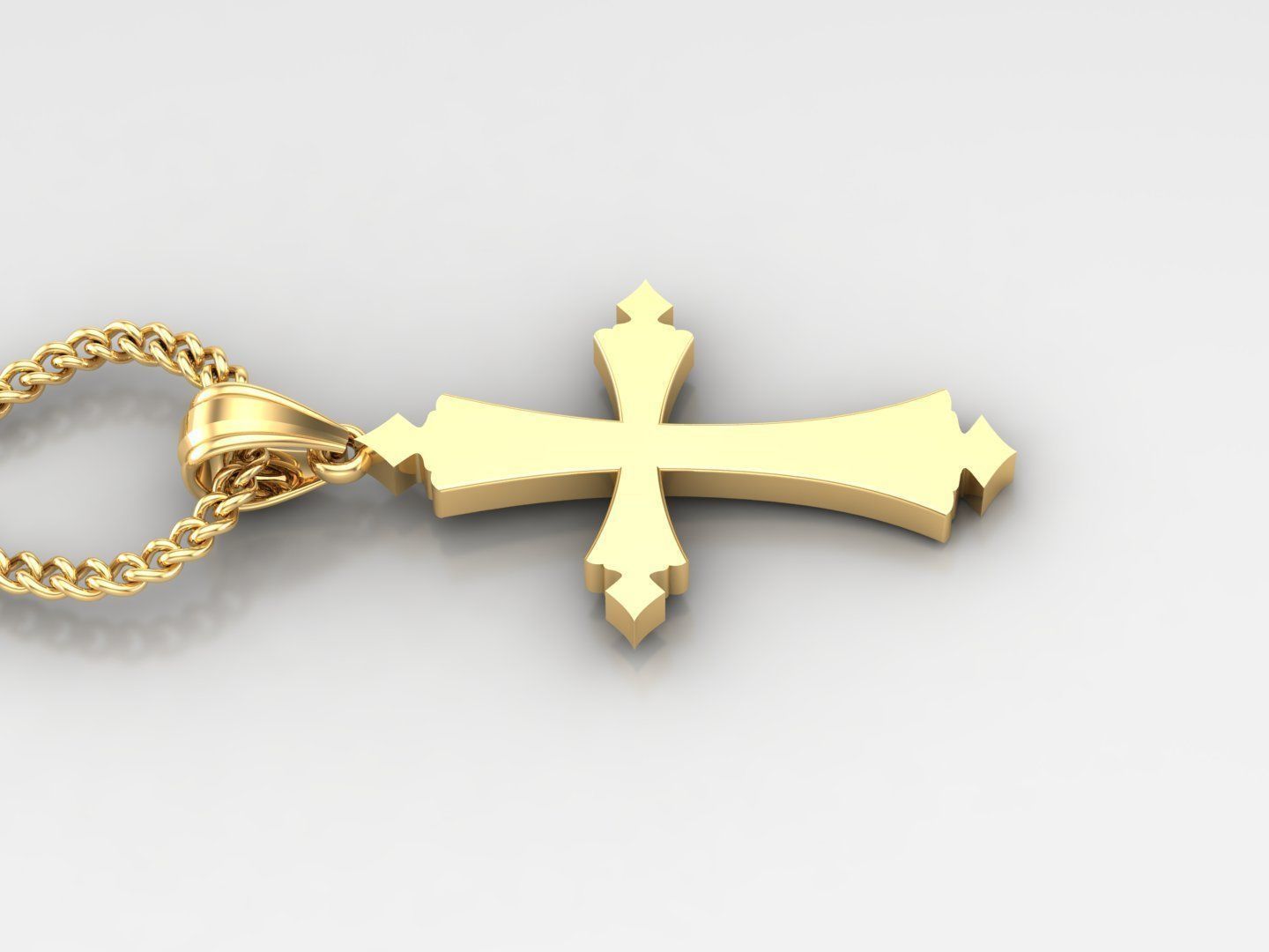 Light Gold 18K Cross Pendant 1CP010 3D print model_3