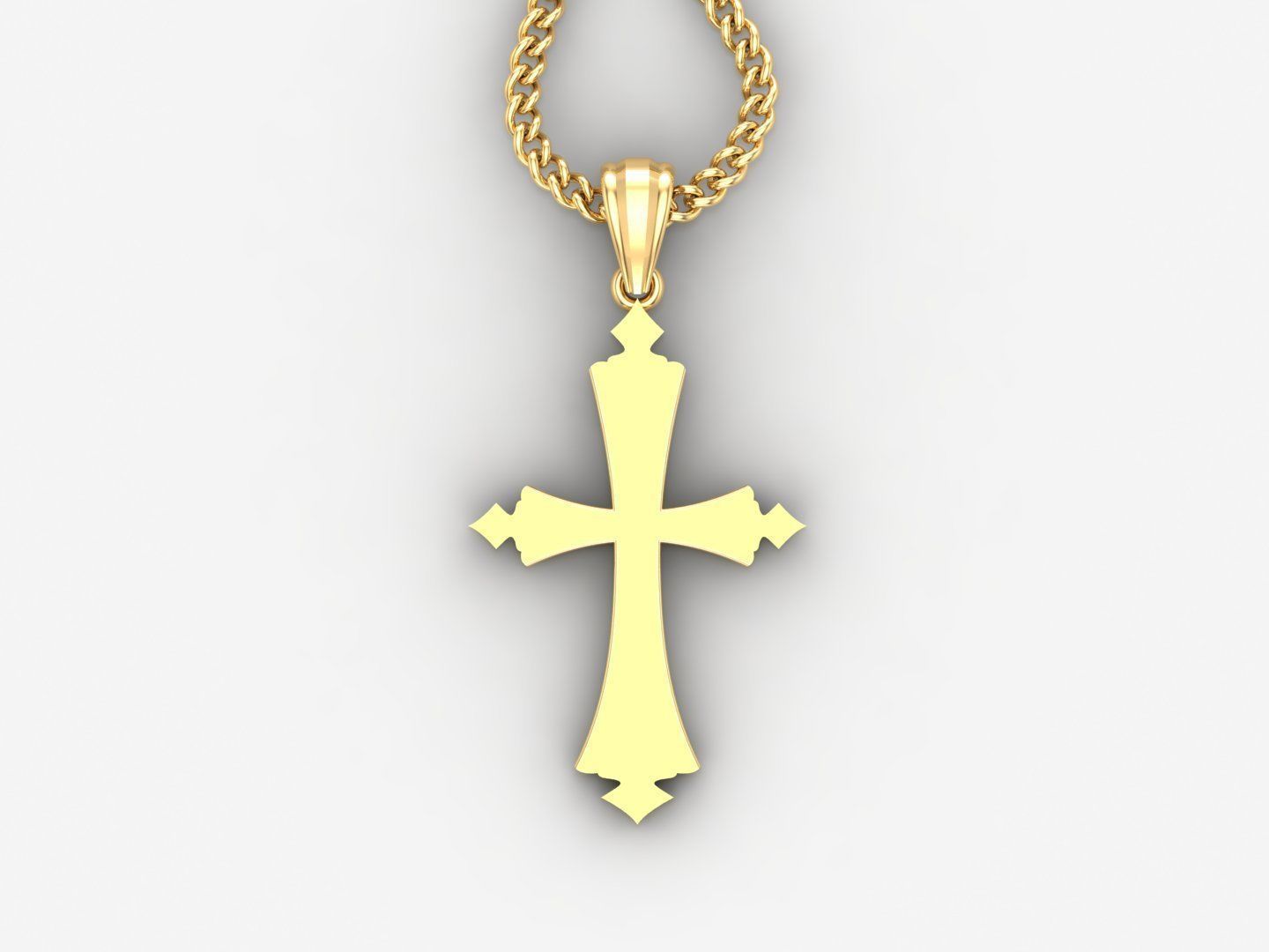 Light Gold 18K Cross Pendant 1CP010 3D print model_4