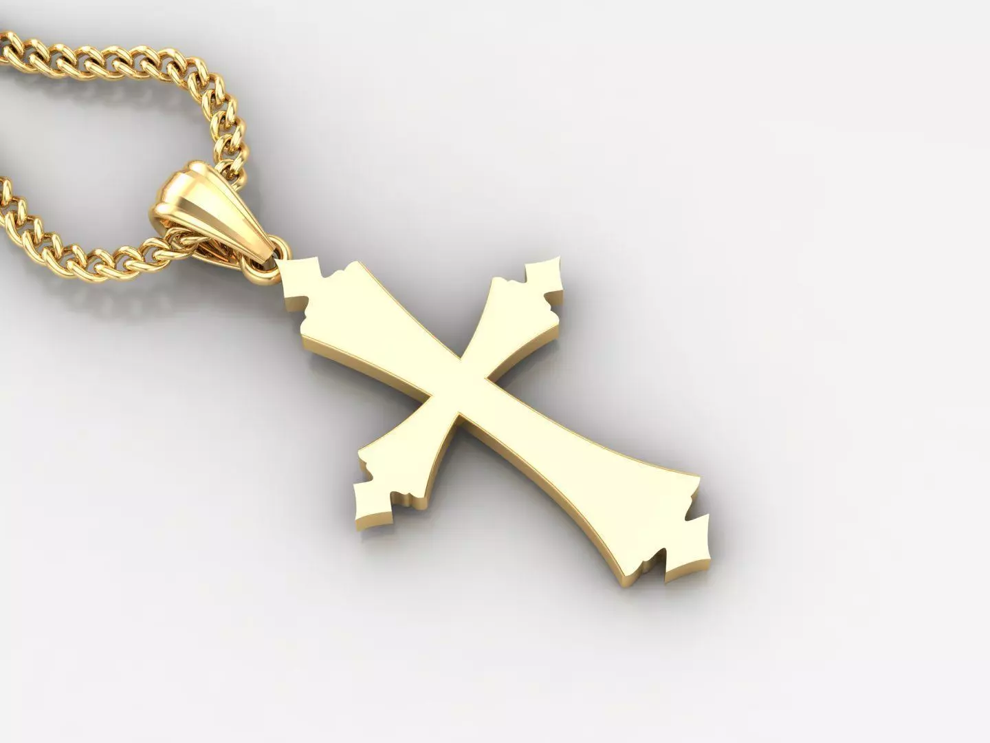 Light Gold 18K Cross Pendant 1CP010 3D print model_0