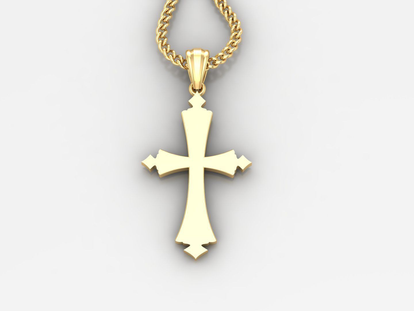 Light Gold 18K Cross Pendant 1CP010 3D print model_2