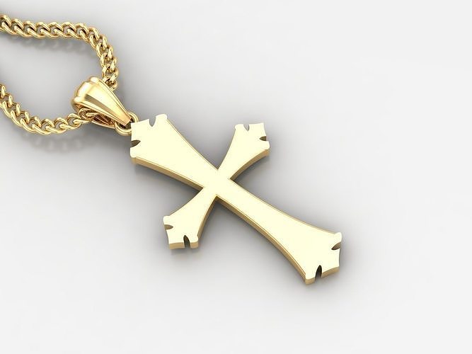 Light Gold 18K Cross Pendant 1CP009 3D print model