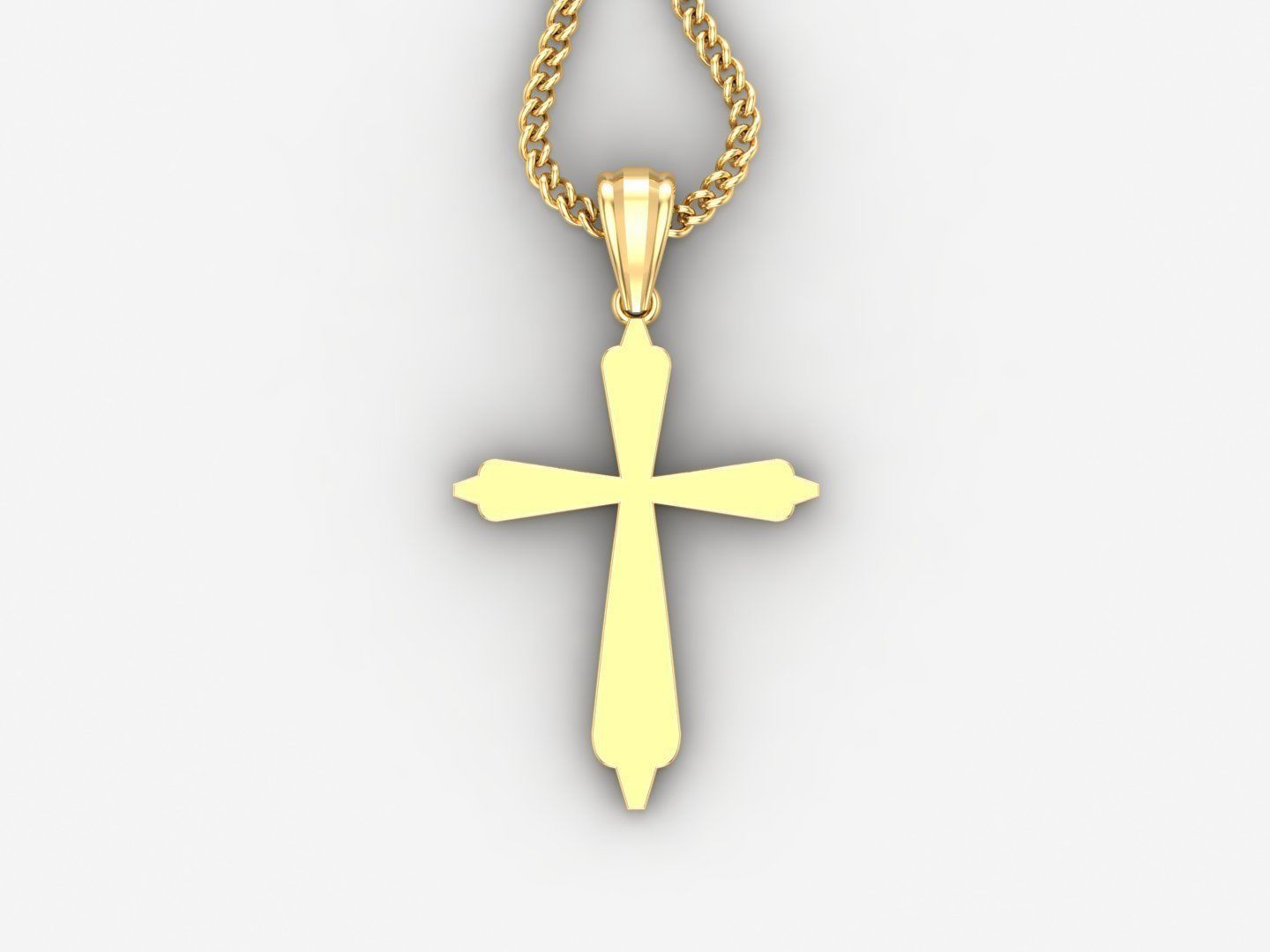 Light Gold 18K Cross Pendant 1CP003 3D print model_4