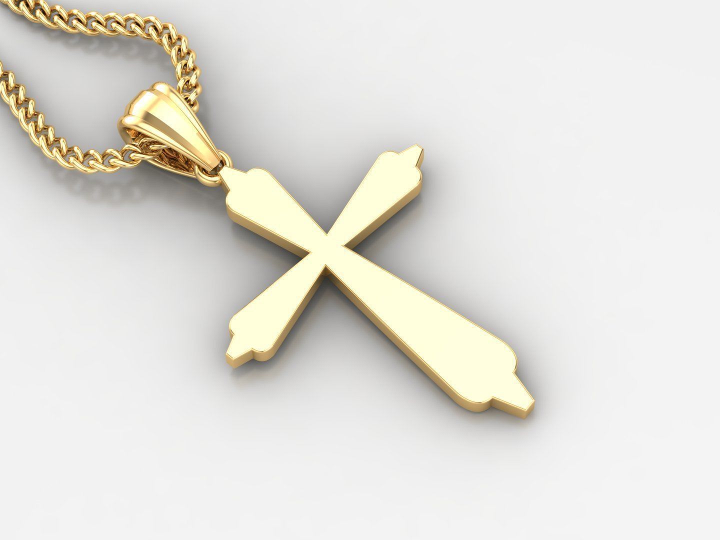 Light Gold 18K Cross Pendant 1CP003 3D print model_2