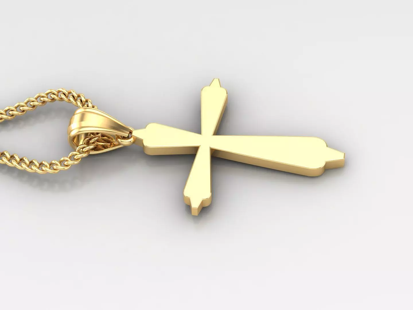 Light Gold 18K Cross Pendant 1CP003 3D print model_0