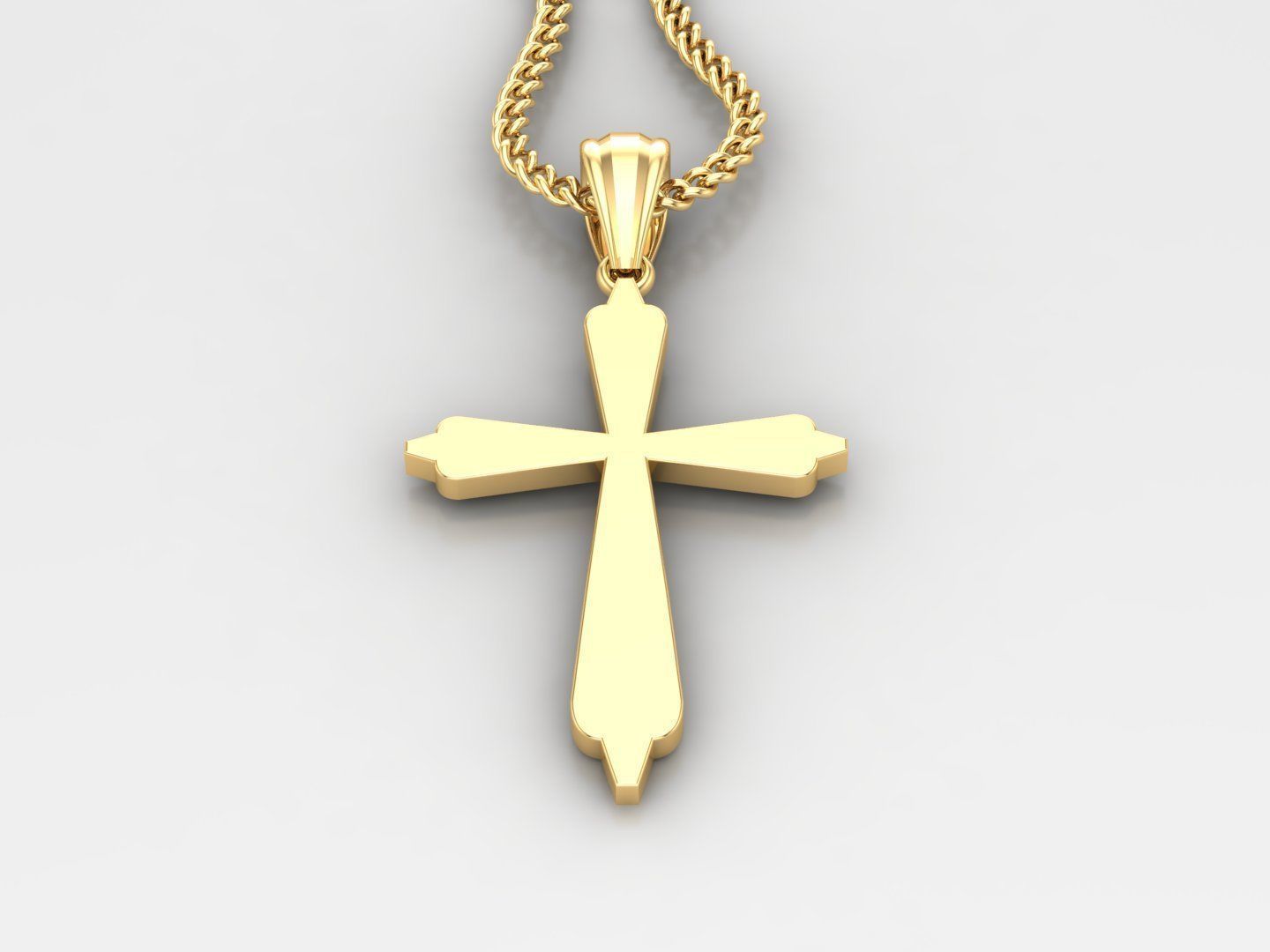 Light Gold 18K Cross Pendant 1CP003 3D print model_3