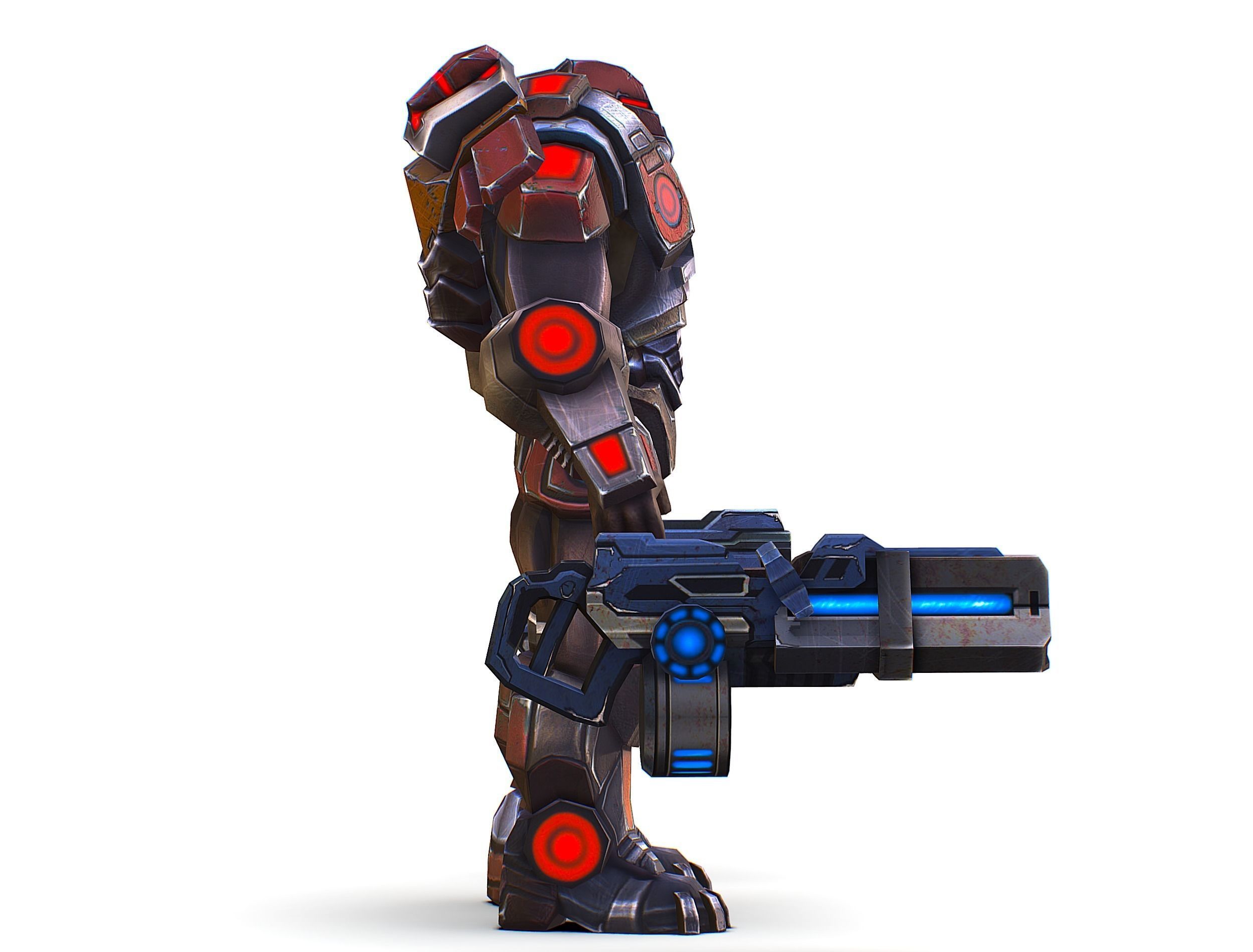 Assault heavy machine gun cannon naff barrel blaster laser arms Low-poly 3D model_6