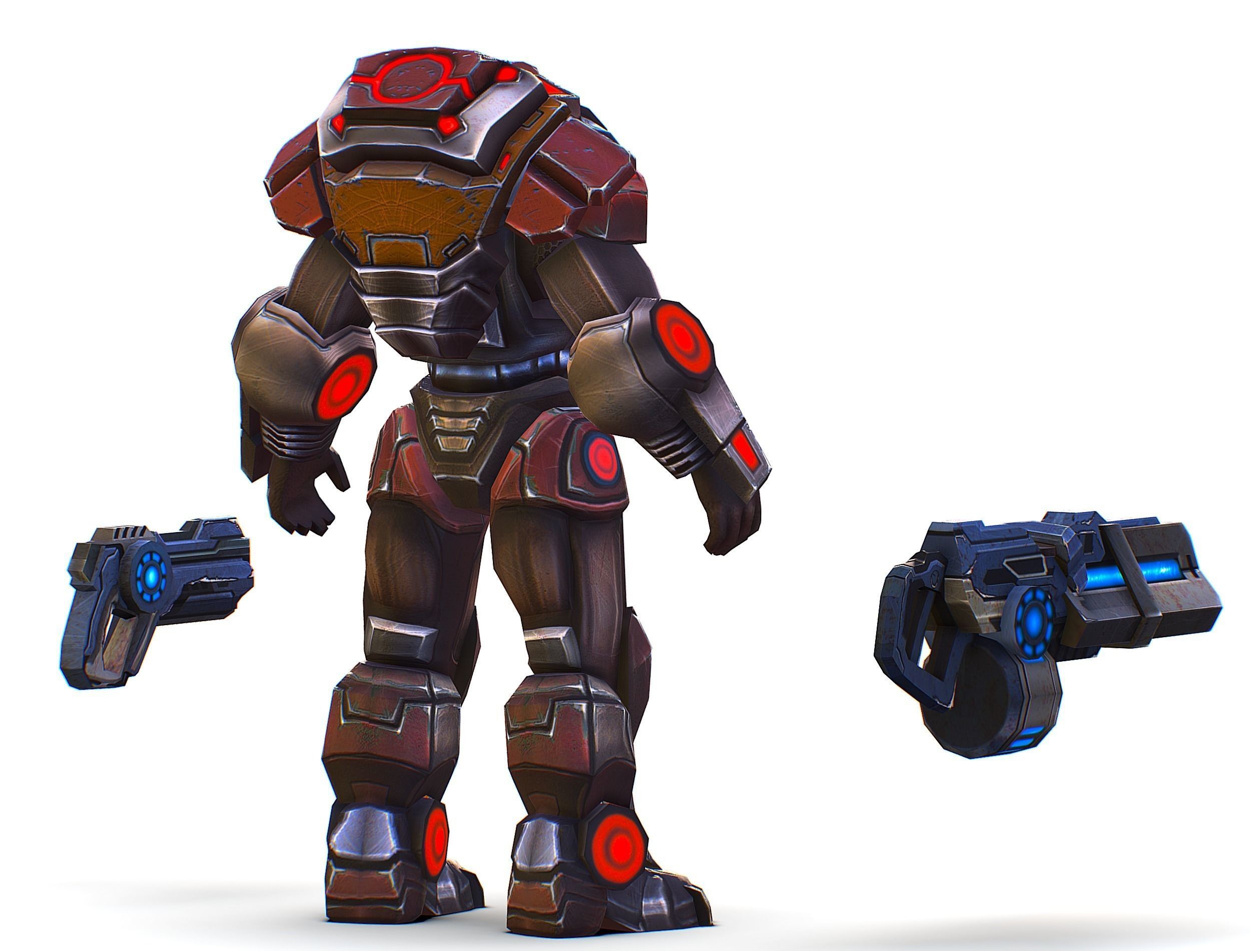 Assault heavy machine gun cannon naff barrel blaster laser arms Low-poly 3D model_9