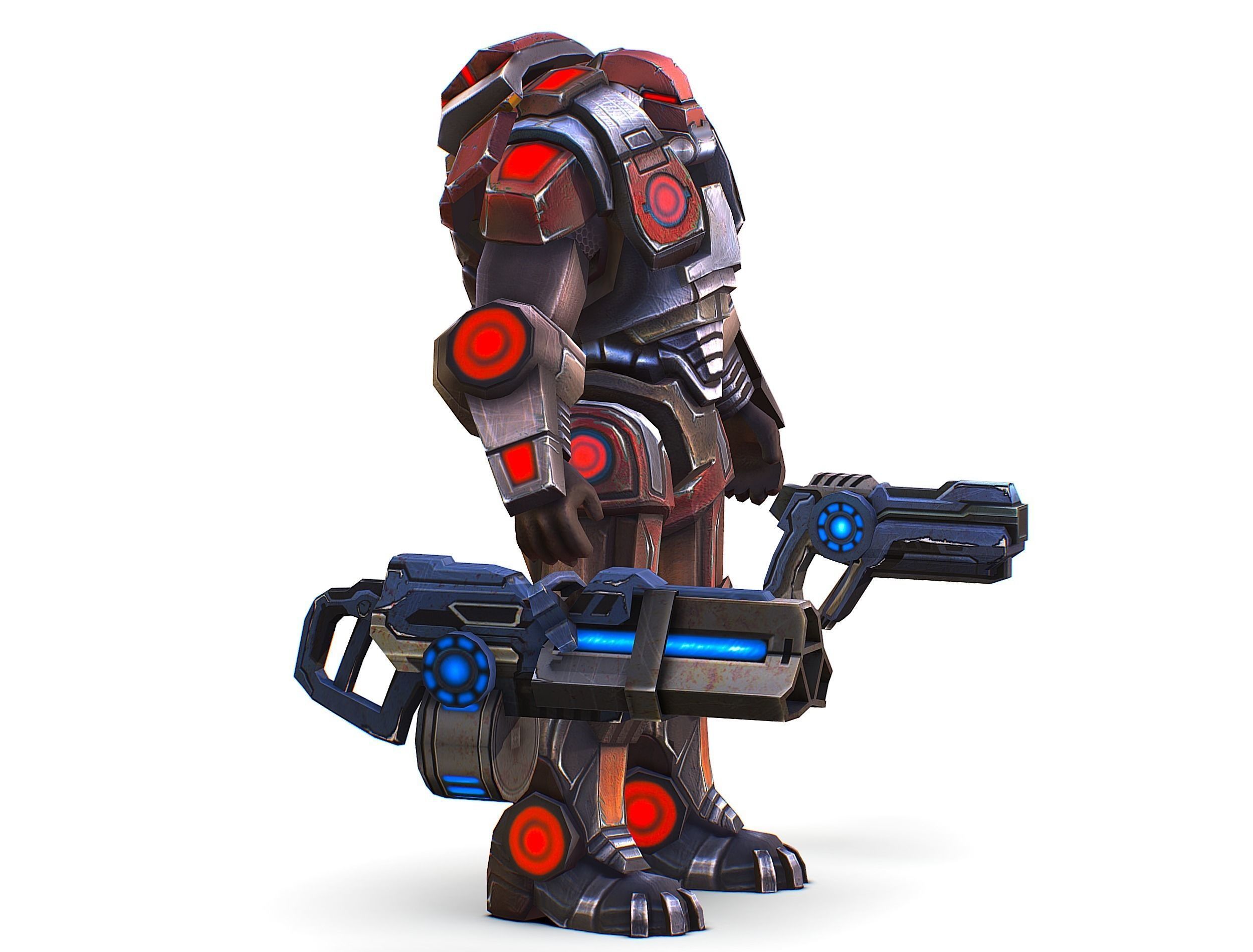 Assault heavy machine gun cannon naff barrel blaster laser arms Low-poly 3D model_4