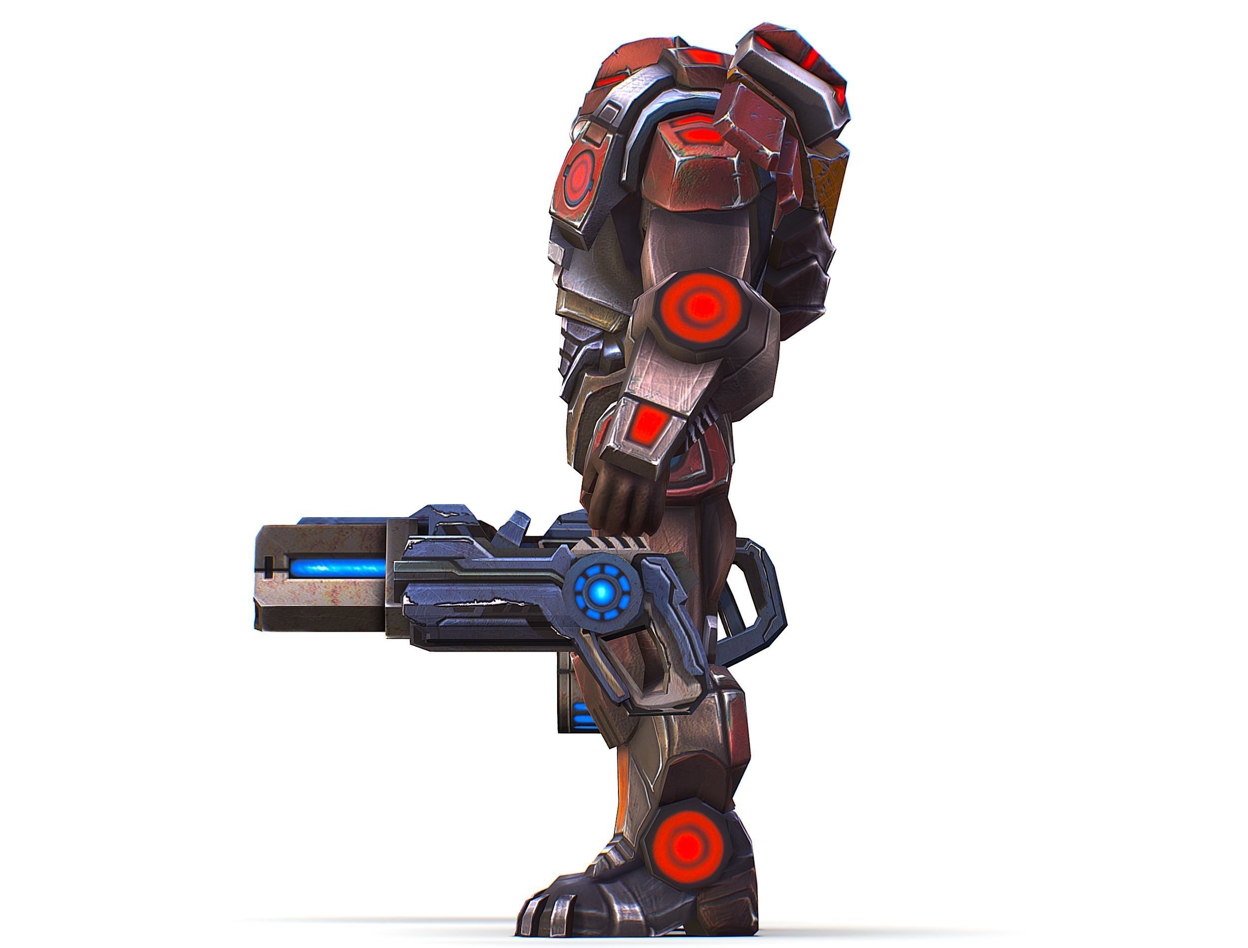 Assault heavy machine gun cannon naff barrel blaster laser arms Low-poly 3D model_35