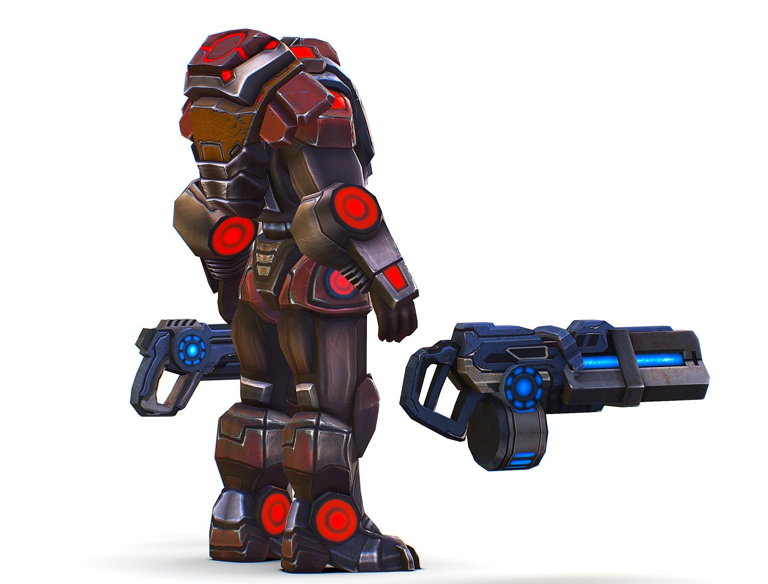 Assault heavy machine gun cannon naff barrel blaster laser arms Low-poly 3D model_8