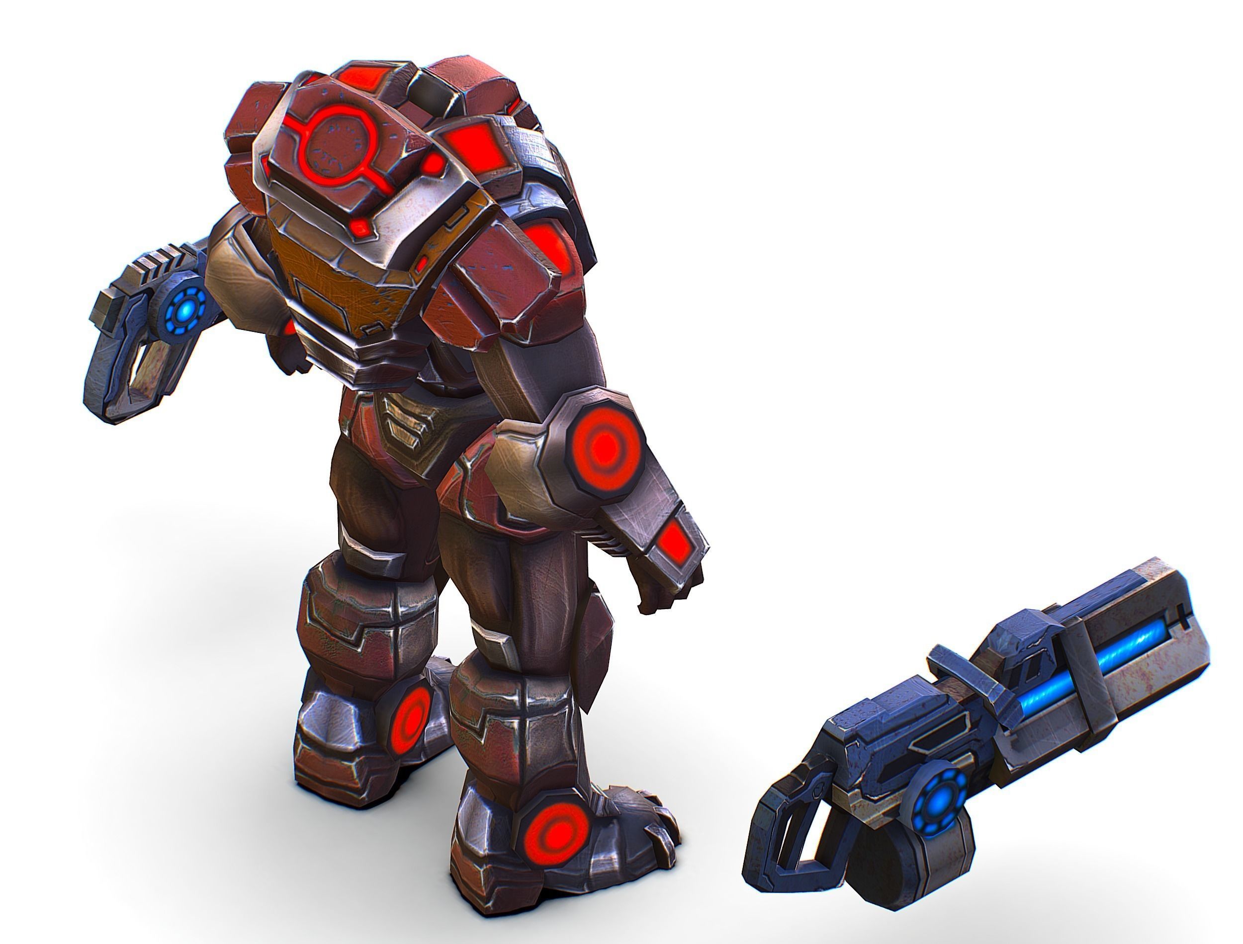 Assault heavy machine gun cannon naff barrel blaster laser arms Low-poly 3D model_39