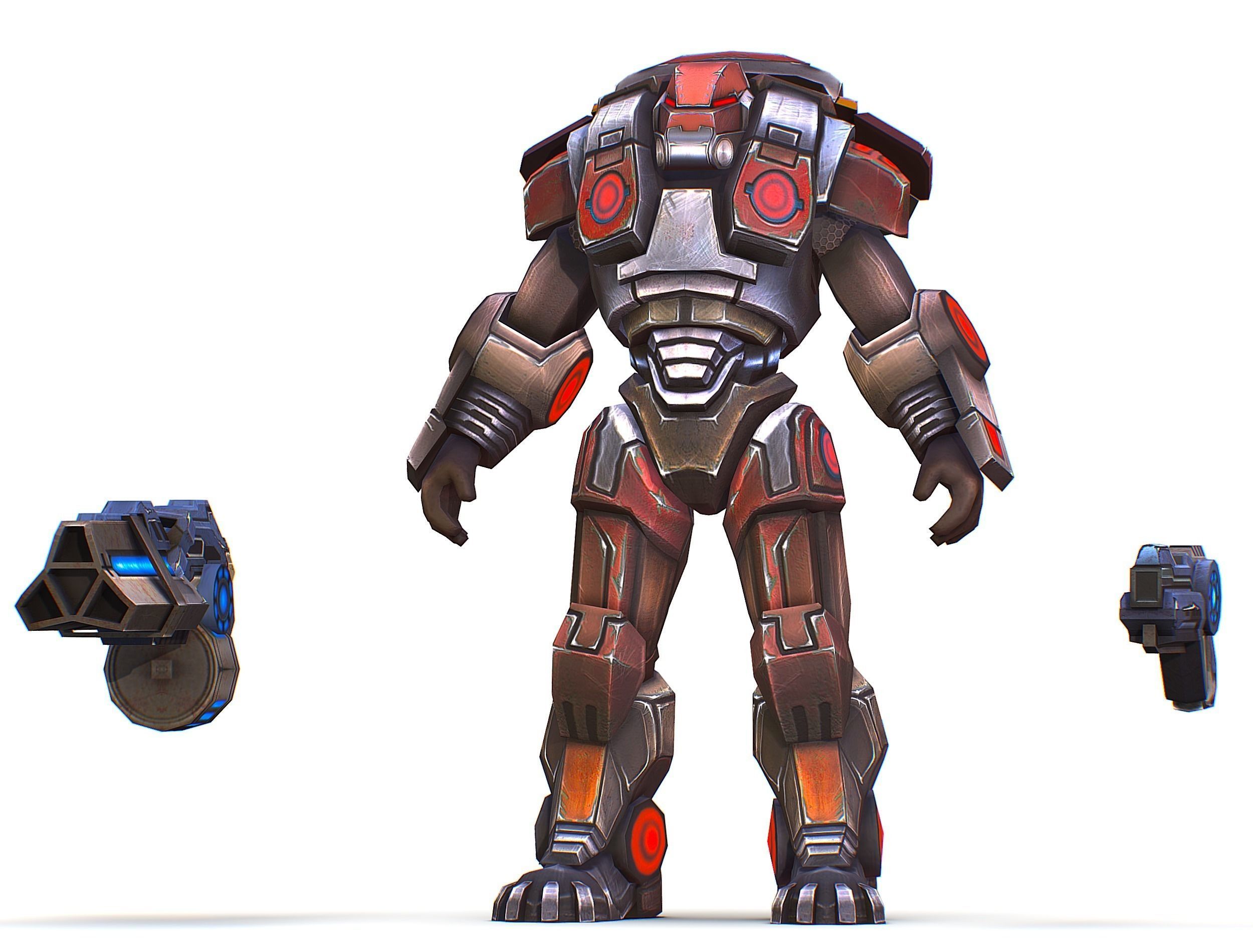 Assault heavy machine gun cannon naff barrel blaster laser arms Low-poly 3D model_22