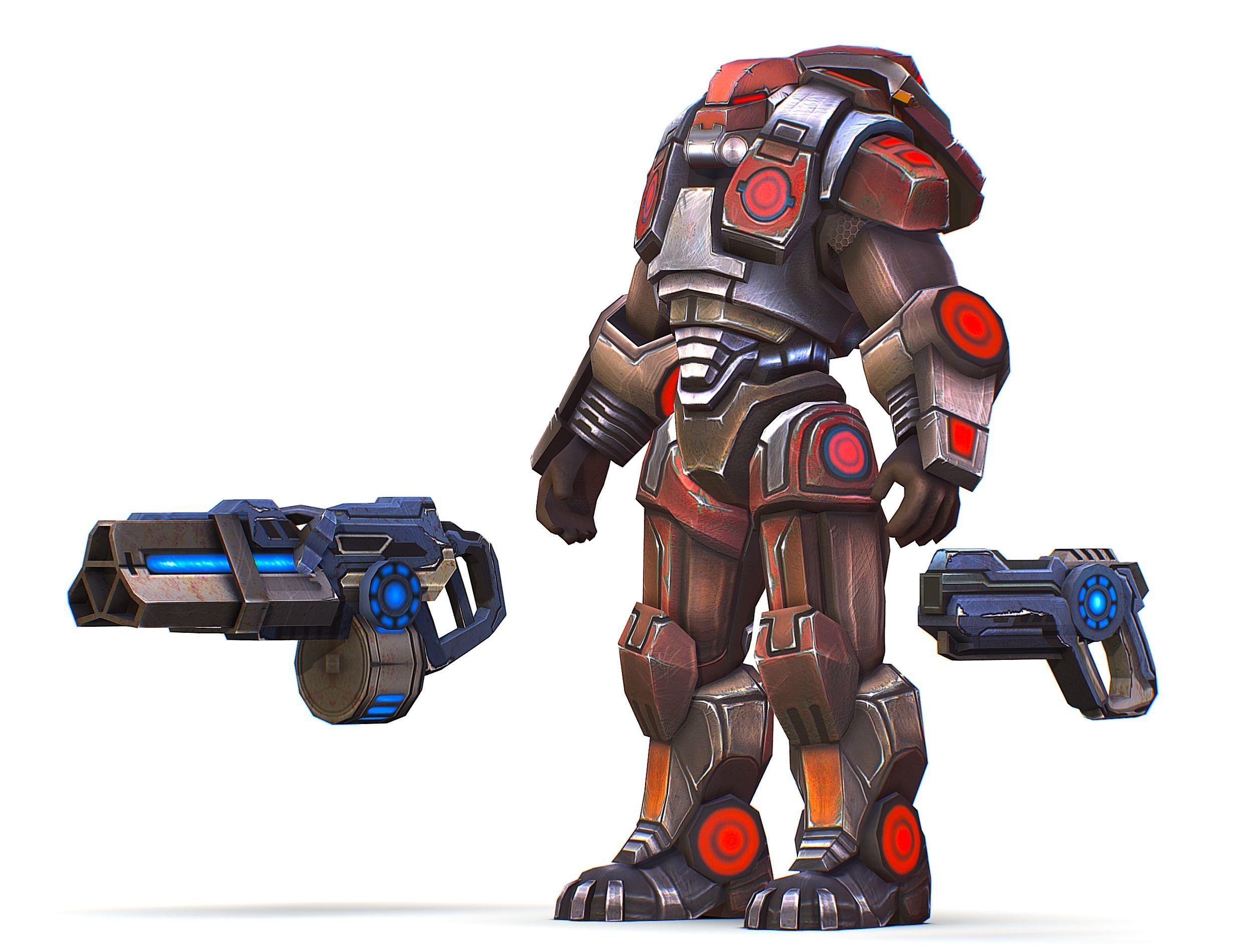 Assault heavy machine gun cannon naff barrel blaster laser arms Low-poly 3D model_20