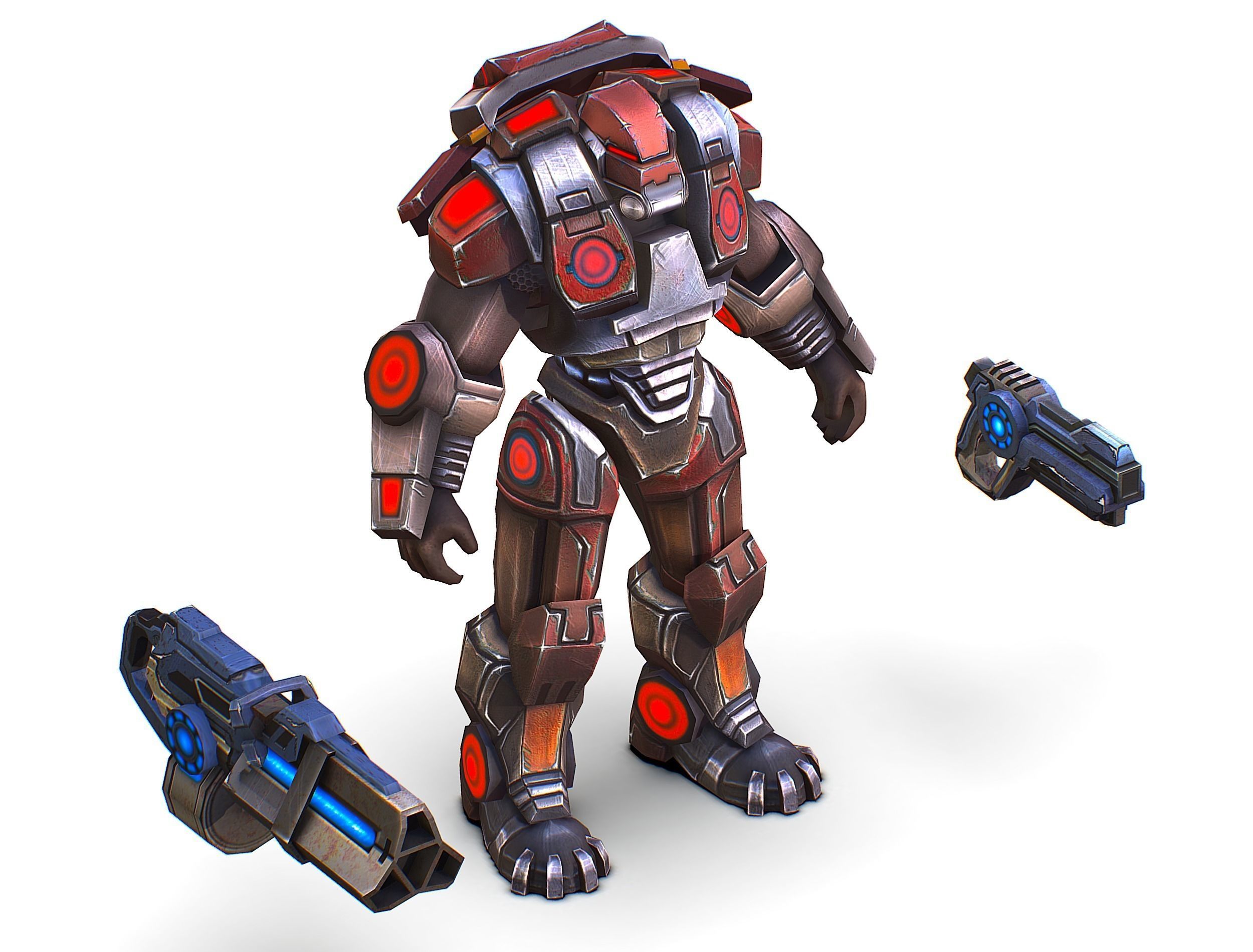 Assault heavy machine gun cannon naff barrel blaster laser arms Low-poly 3D model_36