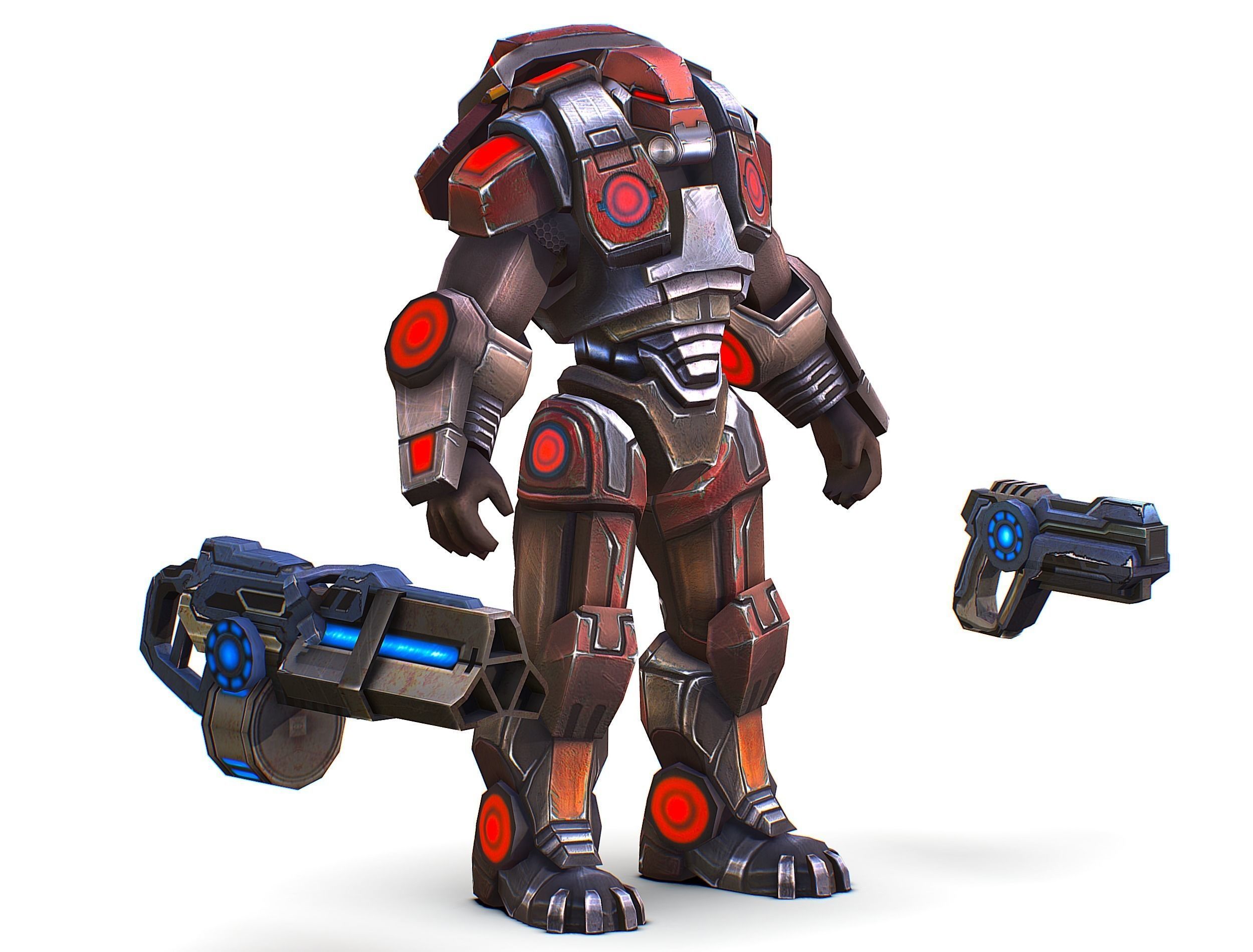 Assault heavy machine gun cannon naff barrel blaster laser arms Low-poly 3D model_2